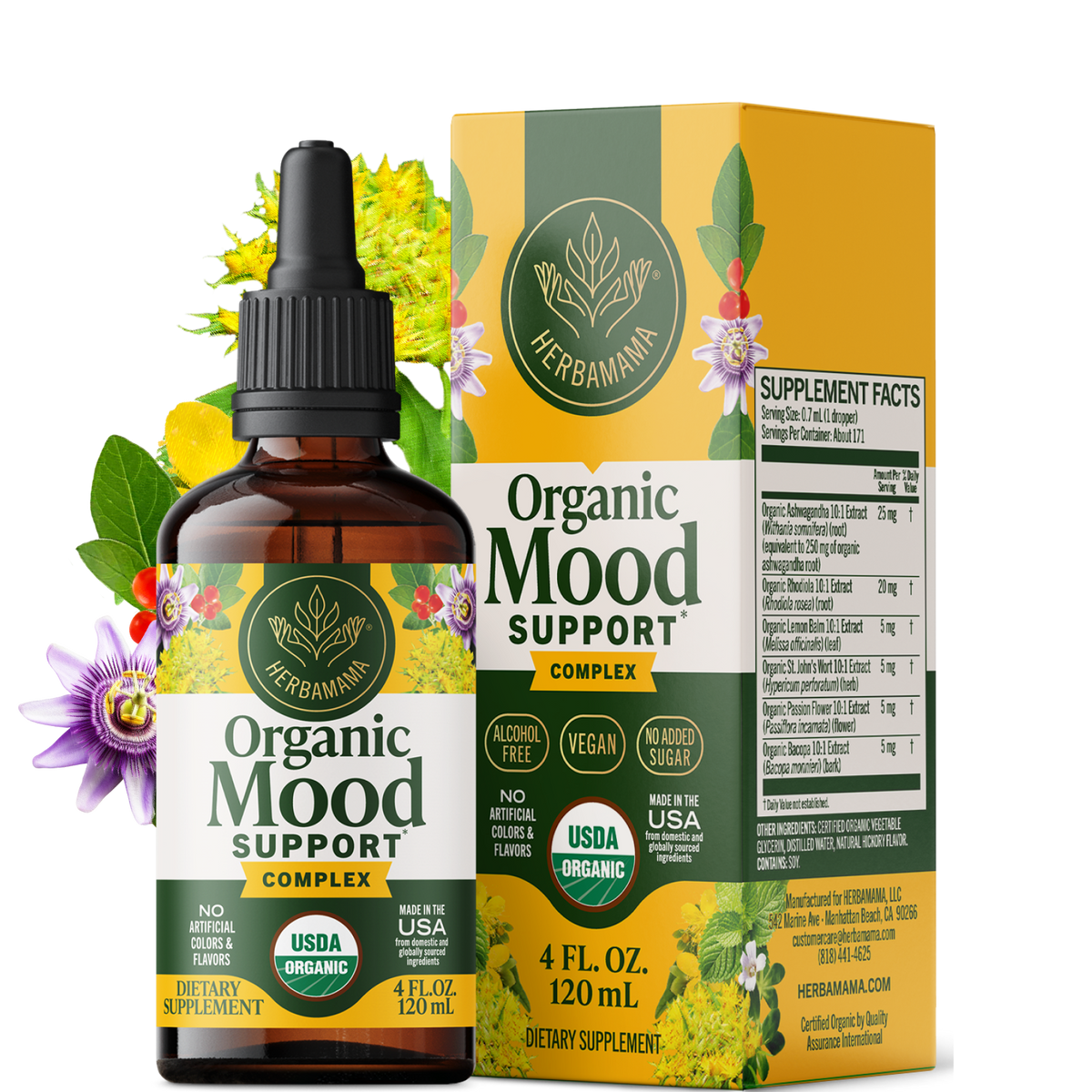 USDA Organic Mood Support Complex Drops - 4 Fl. Oz. Bottle