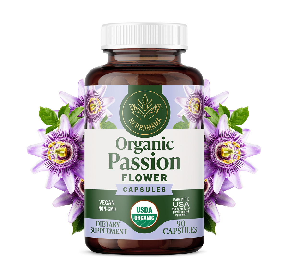 USDA Organic Passion Flower Capsules - 90 CT