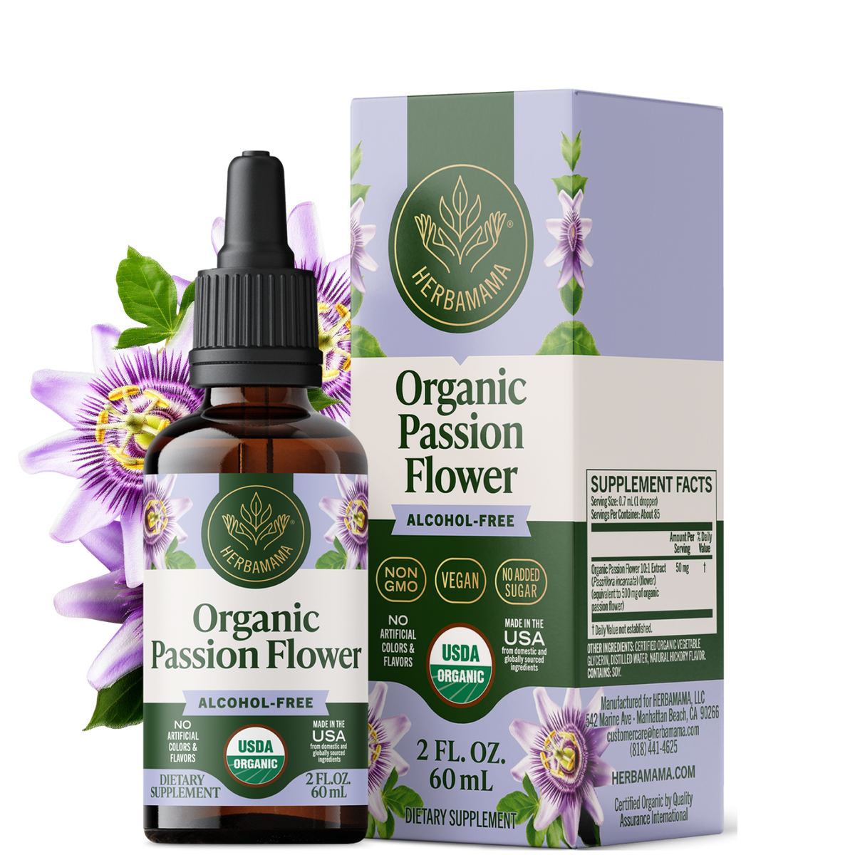USDA Organic Passion Flower Drops - 2 Fl. Oz. Bottle