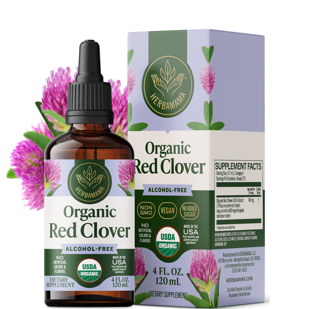 USDA Organic Red Clover Drops - 4 Fl. Oz. Bottle