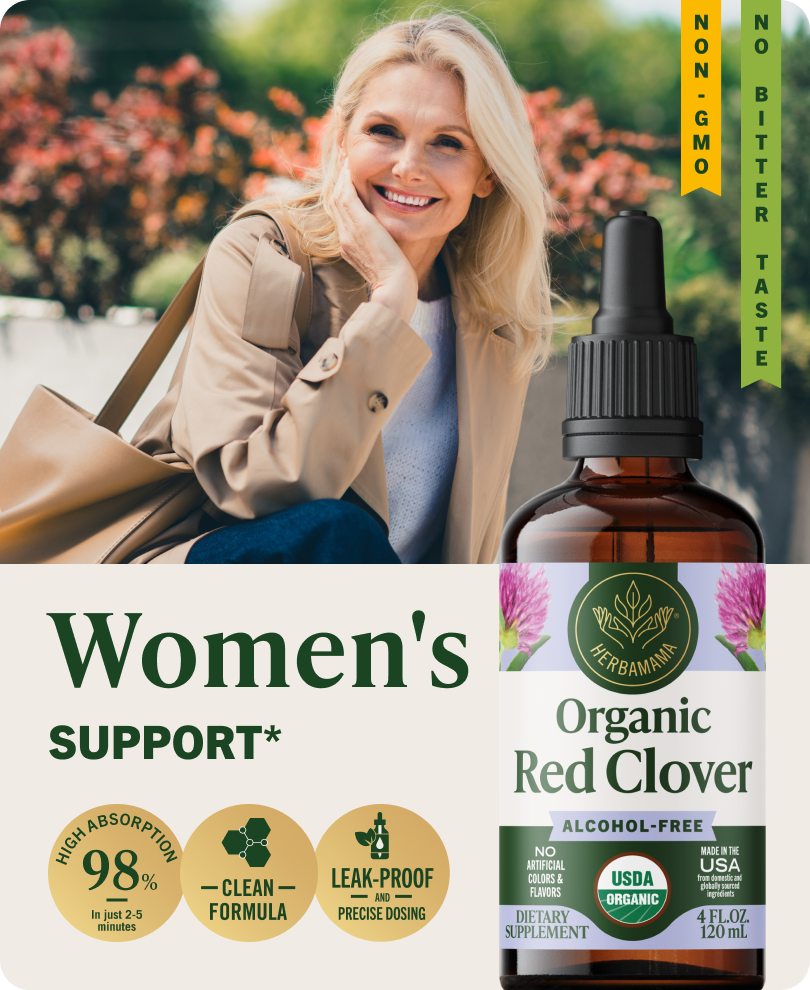 USDA Organic Red Clover Drops - 4 Fl. Oz. Bottle