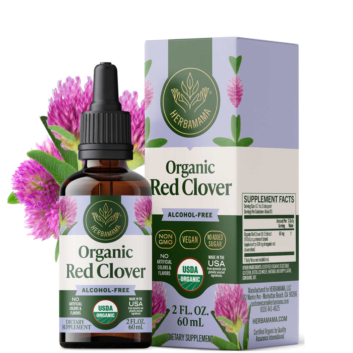 USDA Organic Red Clover Drops - 2 Fl. Oz. Bottle