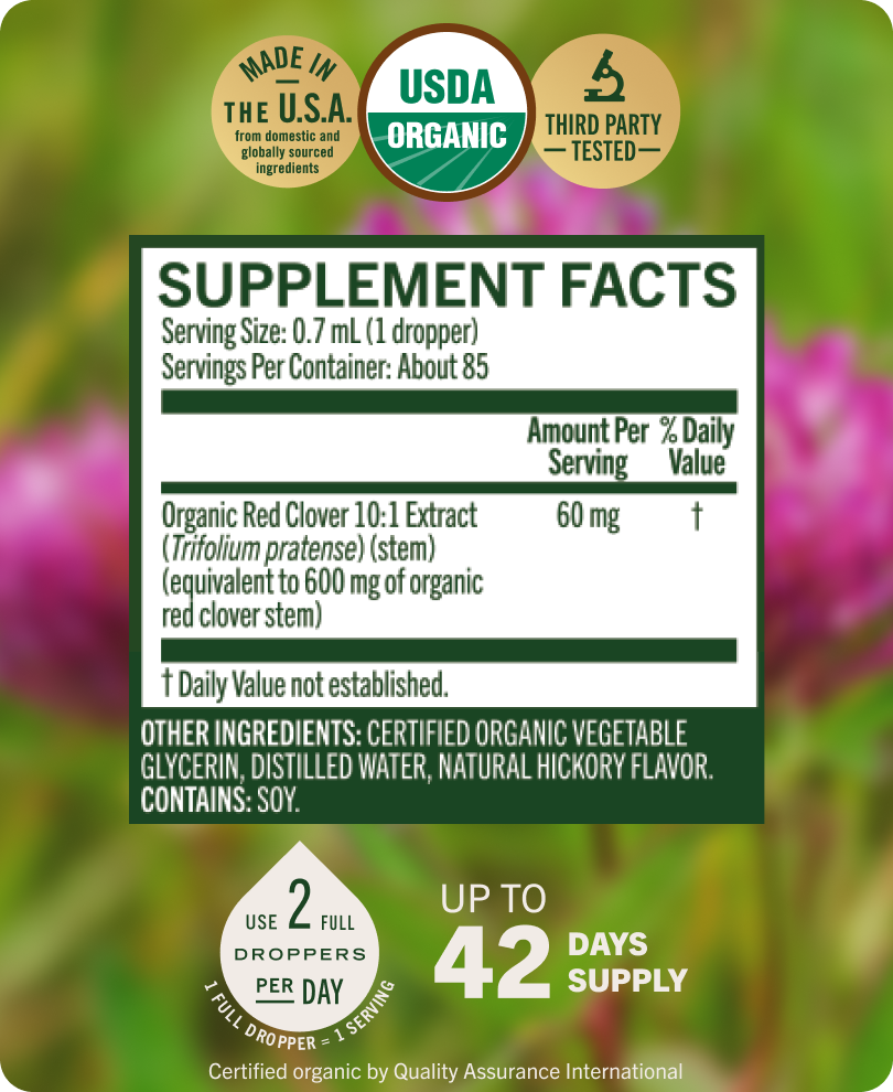 USDA Organic Red Clover Drops - 2 Fl. Oz. Bottle