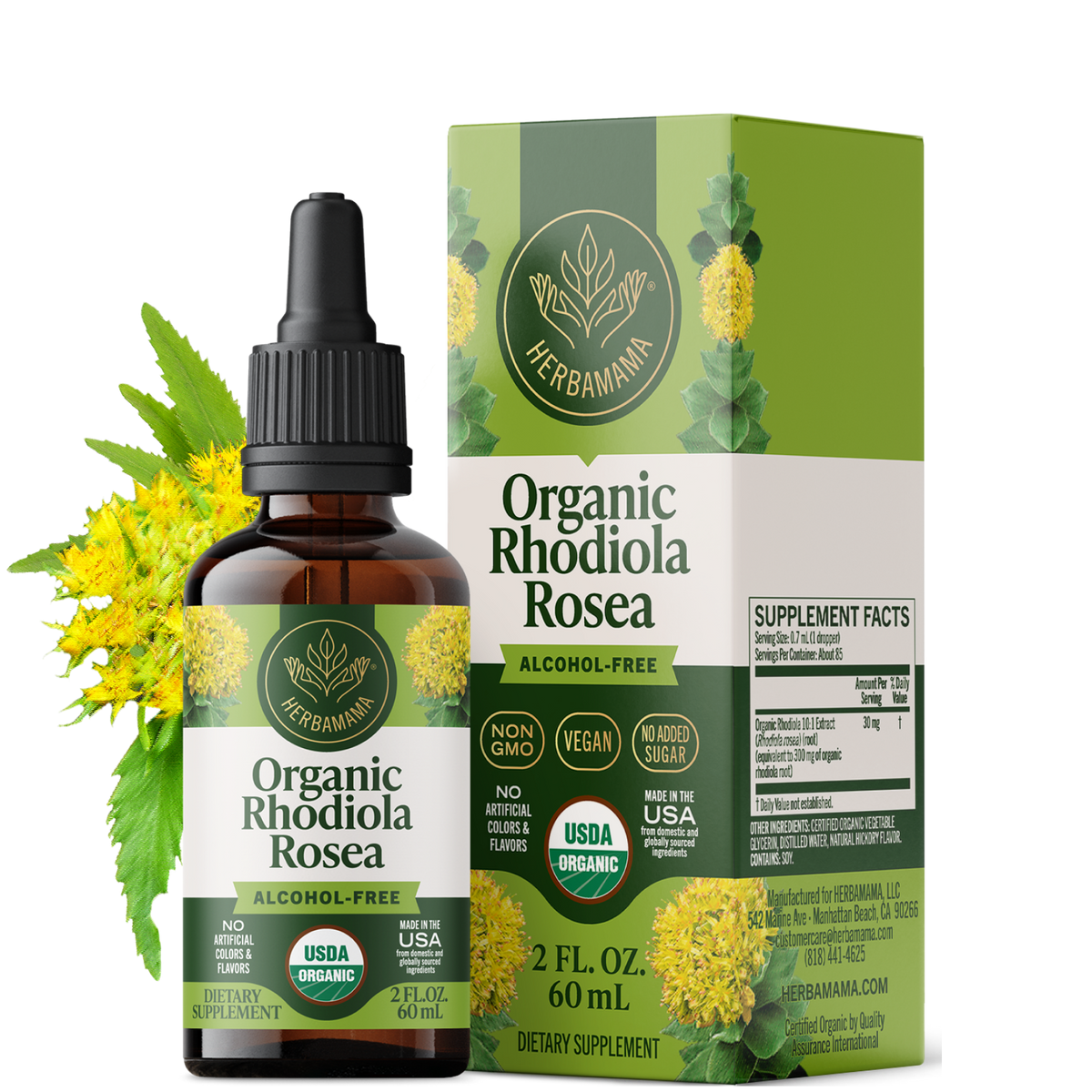 USDA Organic Rhodiola Rosea Drops - 2 Fl. Oz. Bottle