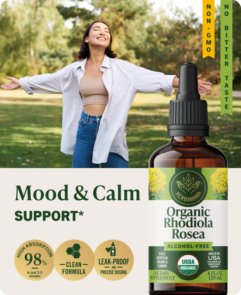 USDA Organic Rhodiola Rosea Drops - 4 Fl. Oz. Bottle