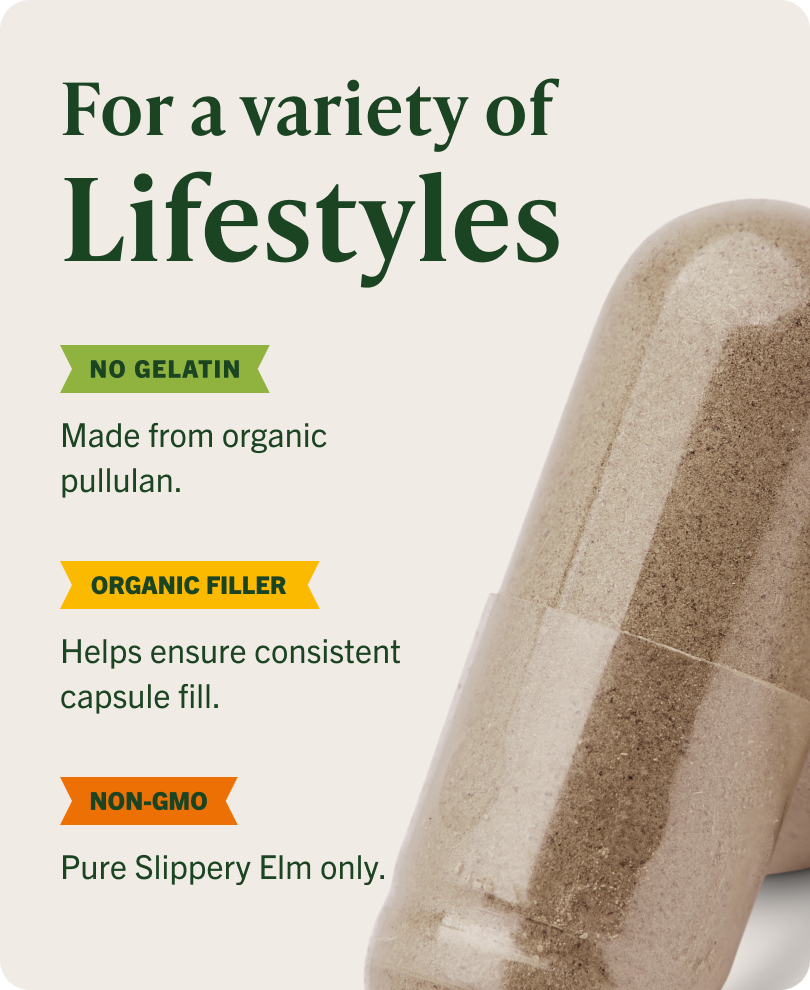 USDA Organic Slippery Elm Bark Capsules - 90 CT
