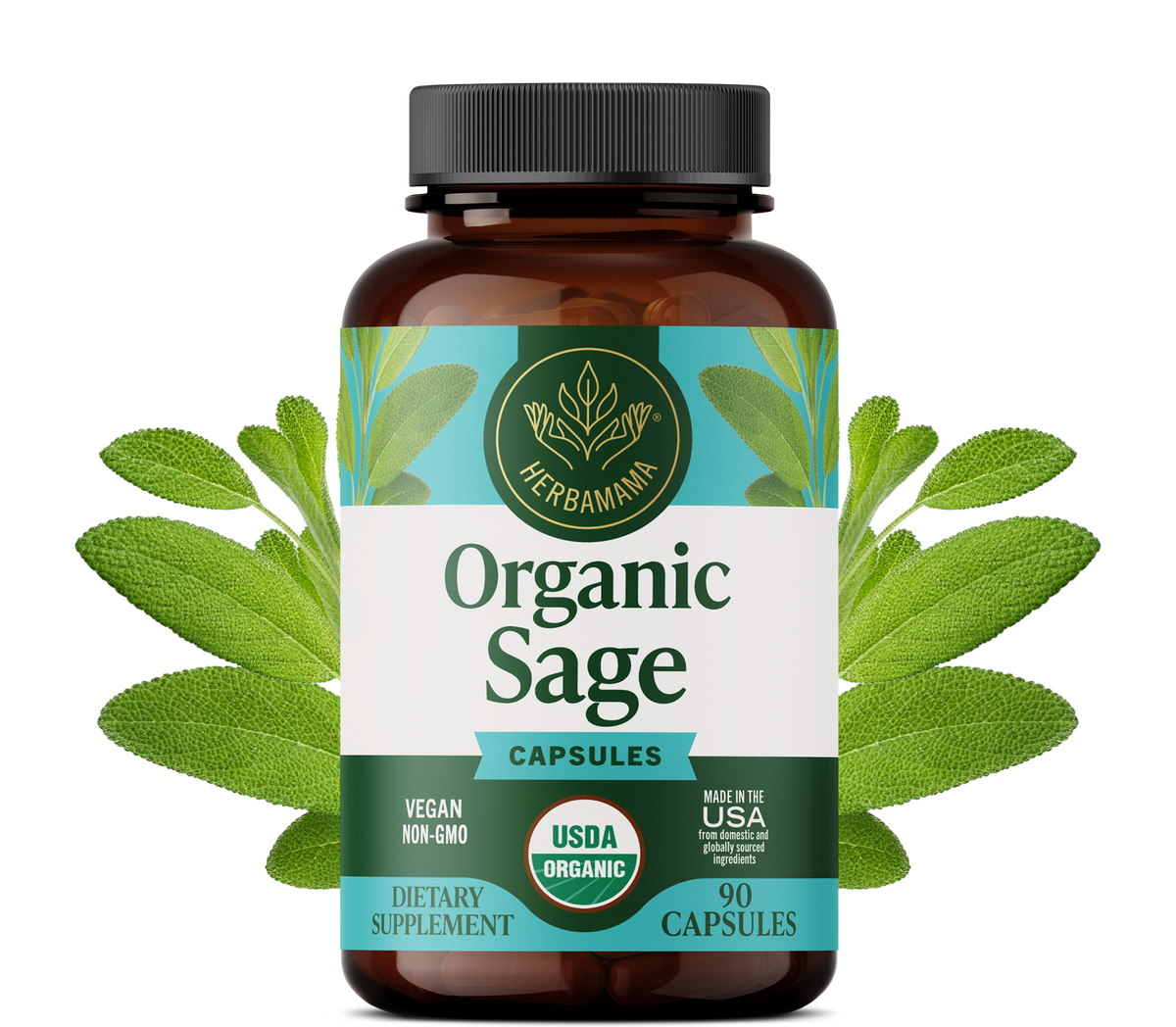USDA Organic Sage Capsules - 90 CT
