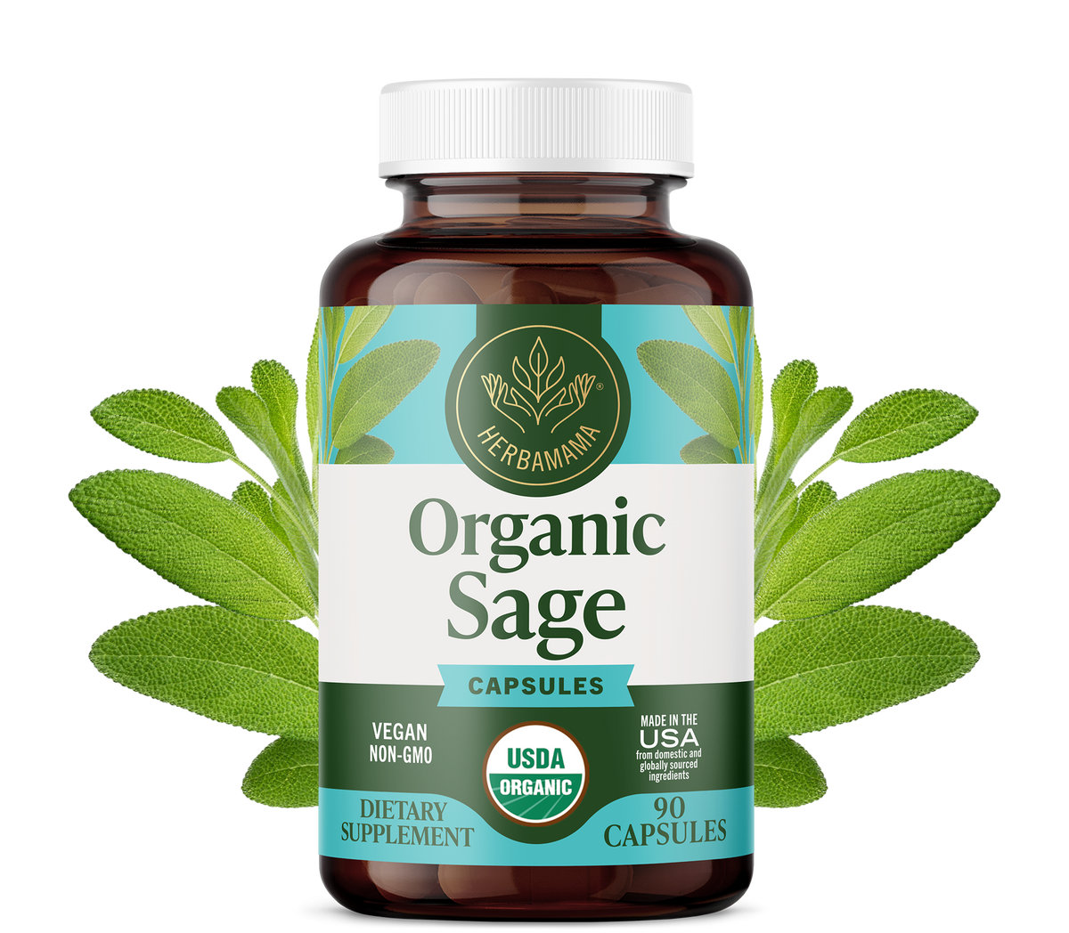 USDA Organic Sage Capsules - 90 CT