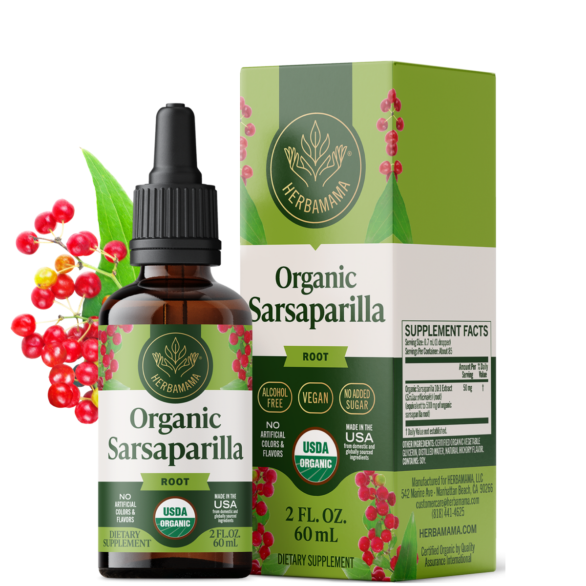 USDA Organic Sarsaparilla Root Drops - 2 Fl. Oz. Bottle