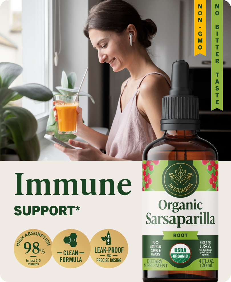 USDA Organic Sarsaparilla Root Drops - 4 Fl. Oz. Bottle