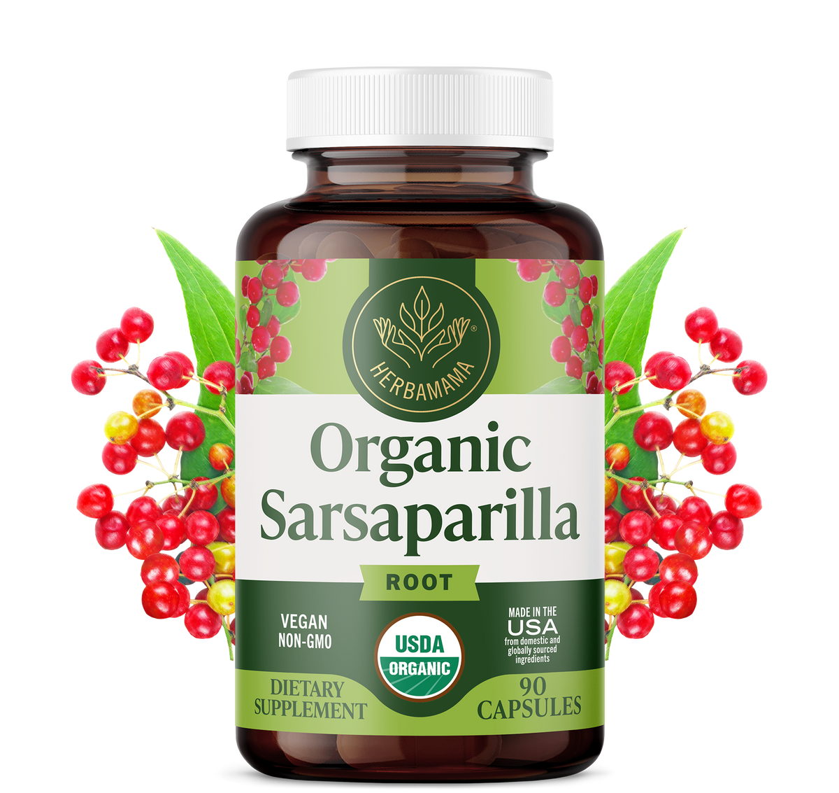 USDA Organic Sarsaparilla Root Capsules - 90 CT