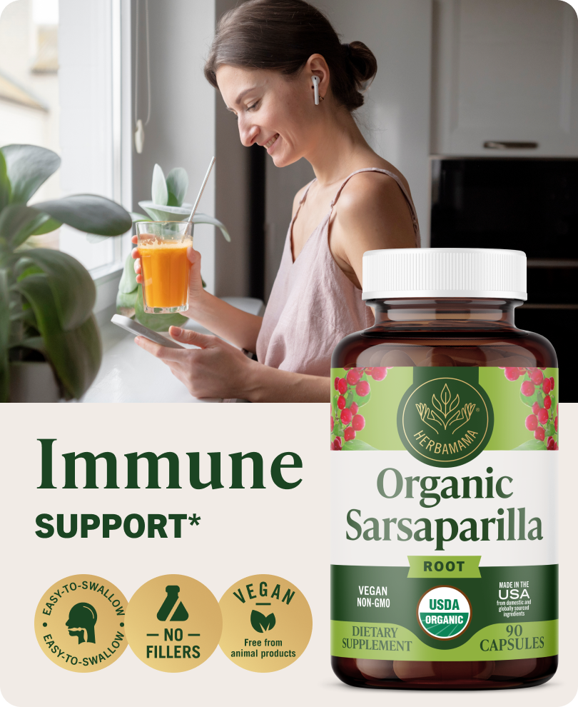 USDA Organic Sarsaparilla Root Capsules - 90 CT