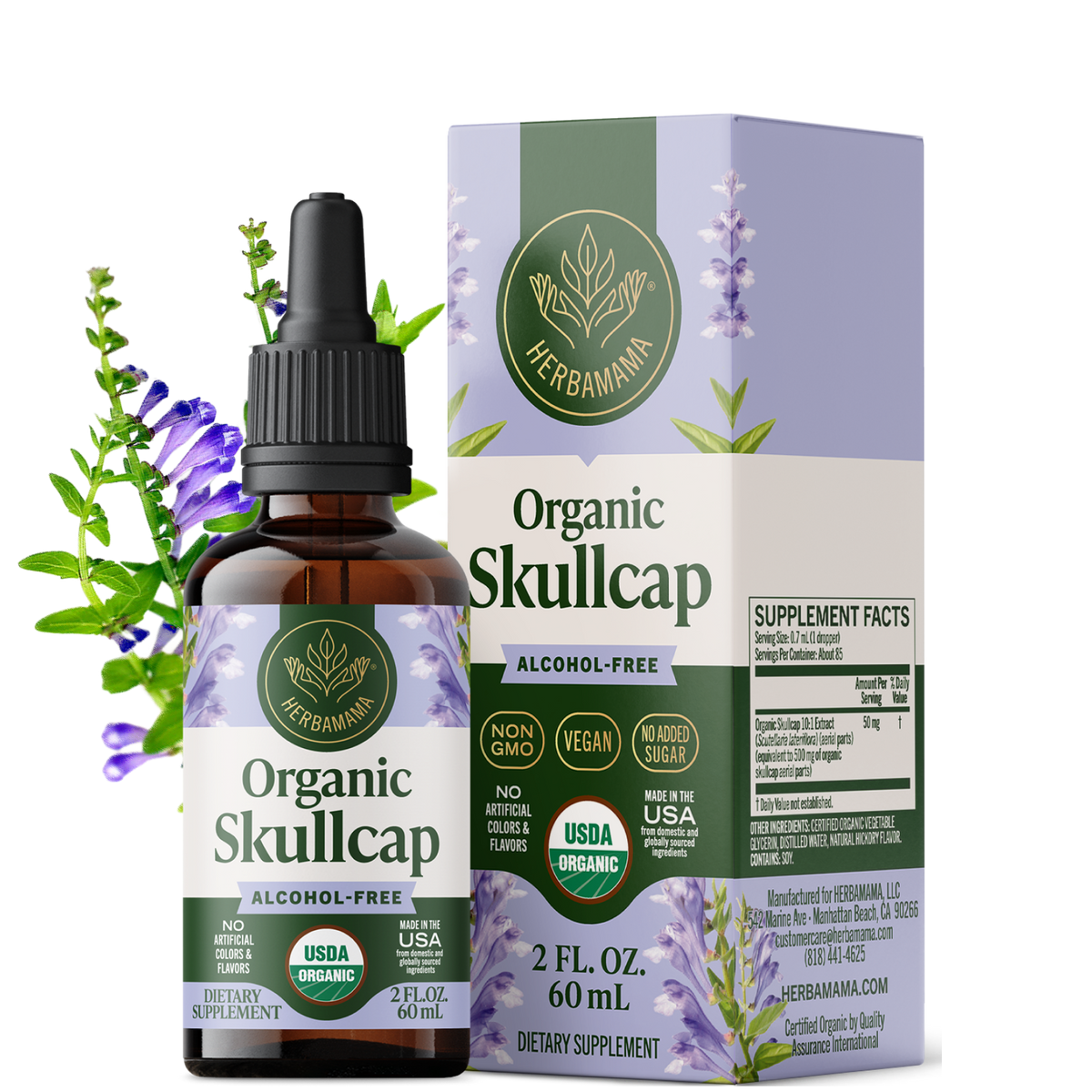 USDA Organic Skullcap Drops - 2 Fl. Oz. Bottle