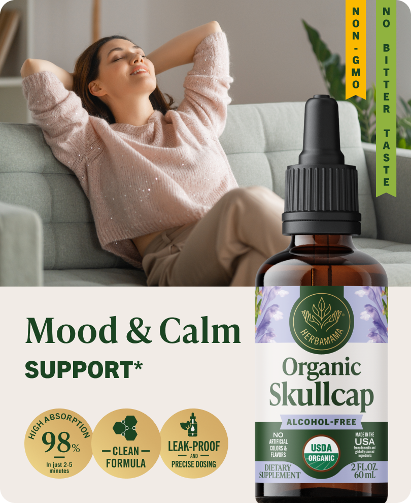 USDA Organic Skullcap Drops - 2 Fl. Oz. Bottle