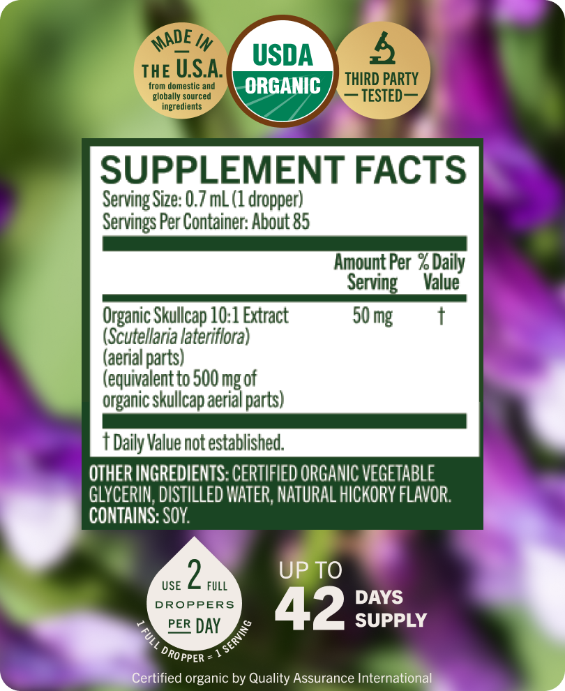 USDA Organic Skullcap Drops - 2 Fl. Oz. Bottle