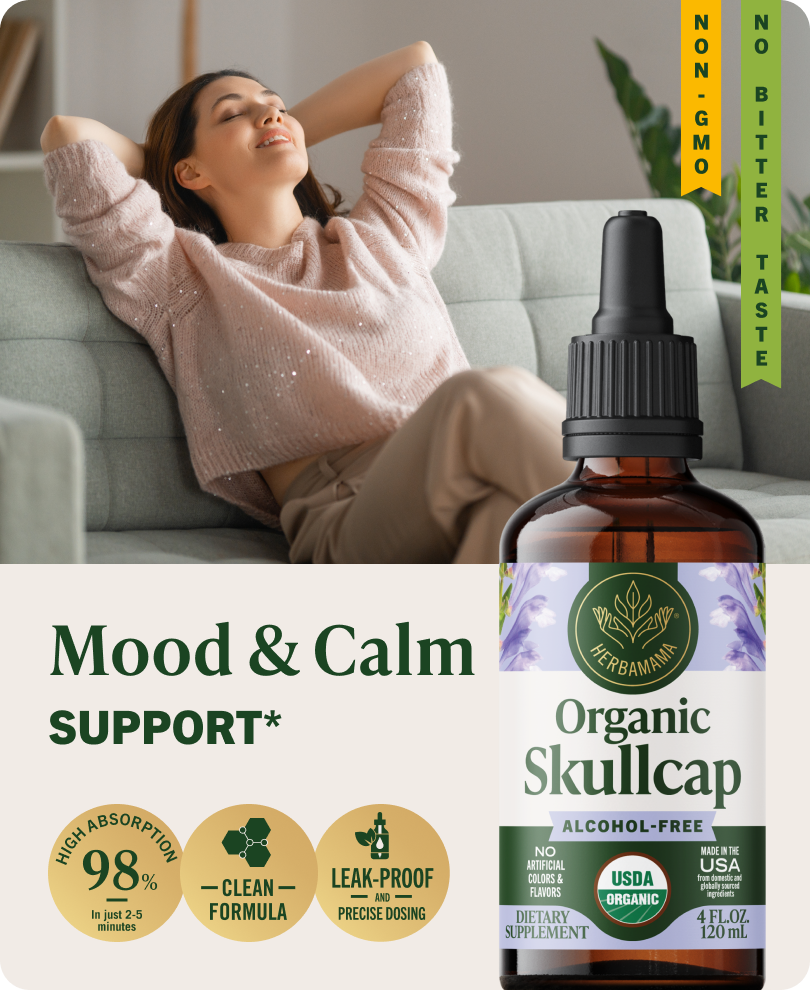 USDA Organic Skullcap Drops - 4 Fl. Oz. Bottle