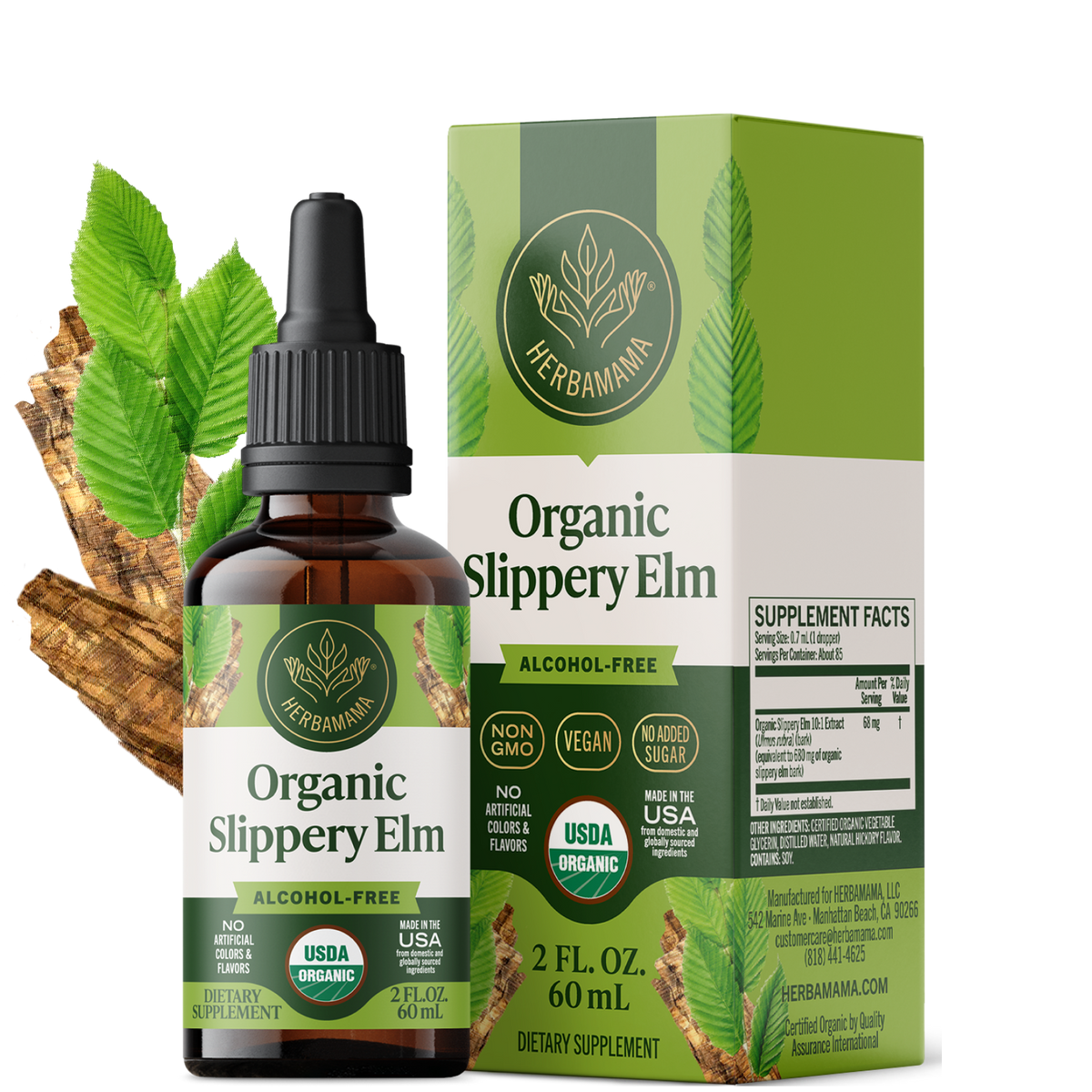 USDA Organic Slippery Elm Drops - 2 Fl. Oz. Bottle