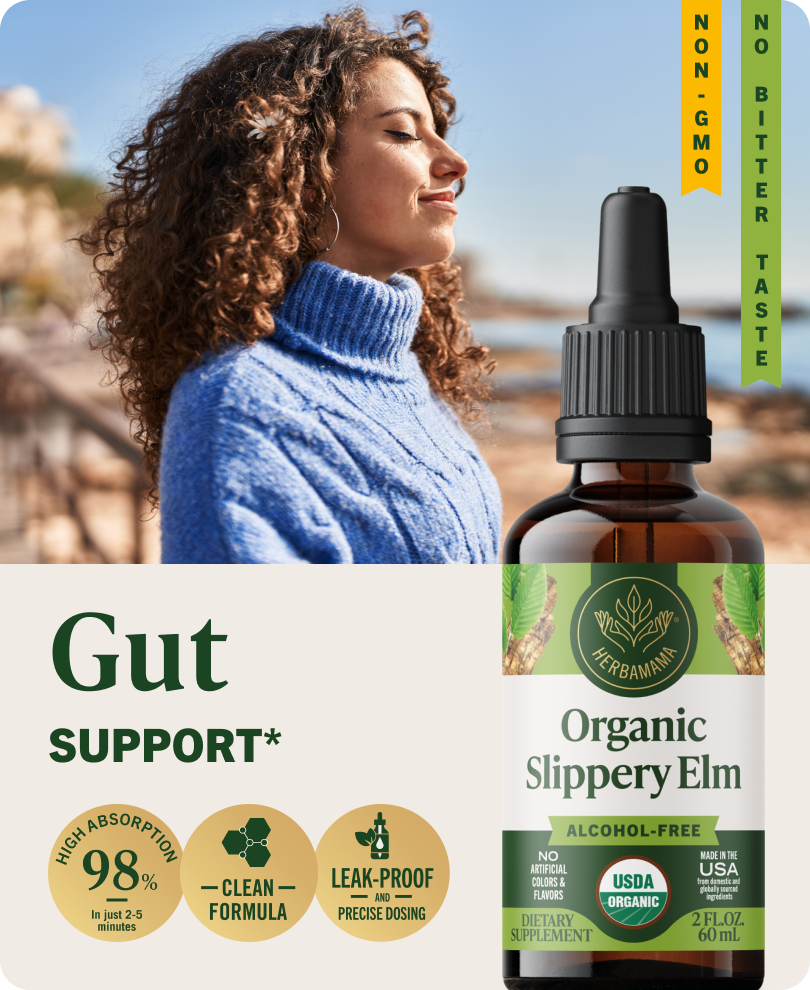 USDA Organic Slippery Elm Drops - 2 Fl. Oz. Bottle