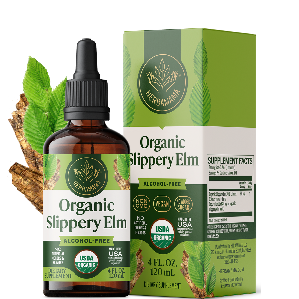USDA Organic Slippery Elm Drops - 4 Fl. Oz. Bottle