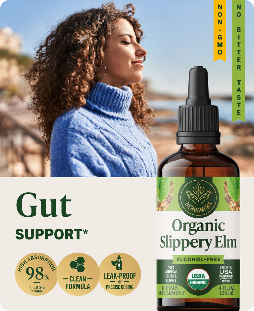 USDA Organic Slippery Elm Drops - 4 Fl. Oz. Bottle