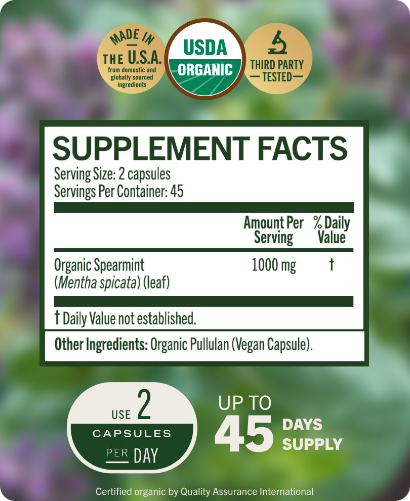 USDA Organic Spearmint Capsules - 90 CT