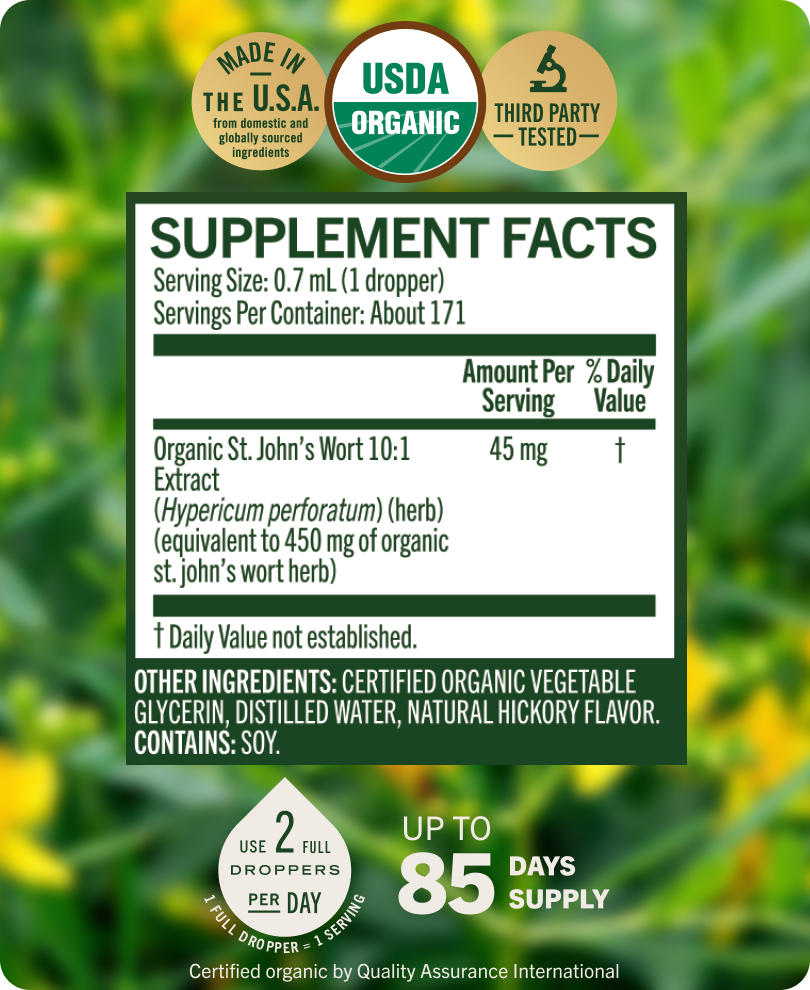 USDA Organic St. John’s Wort Drops - 4 Fl. Oz. Bottle