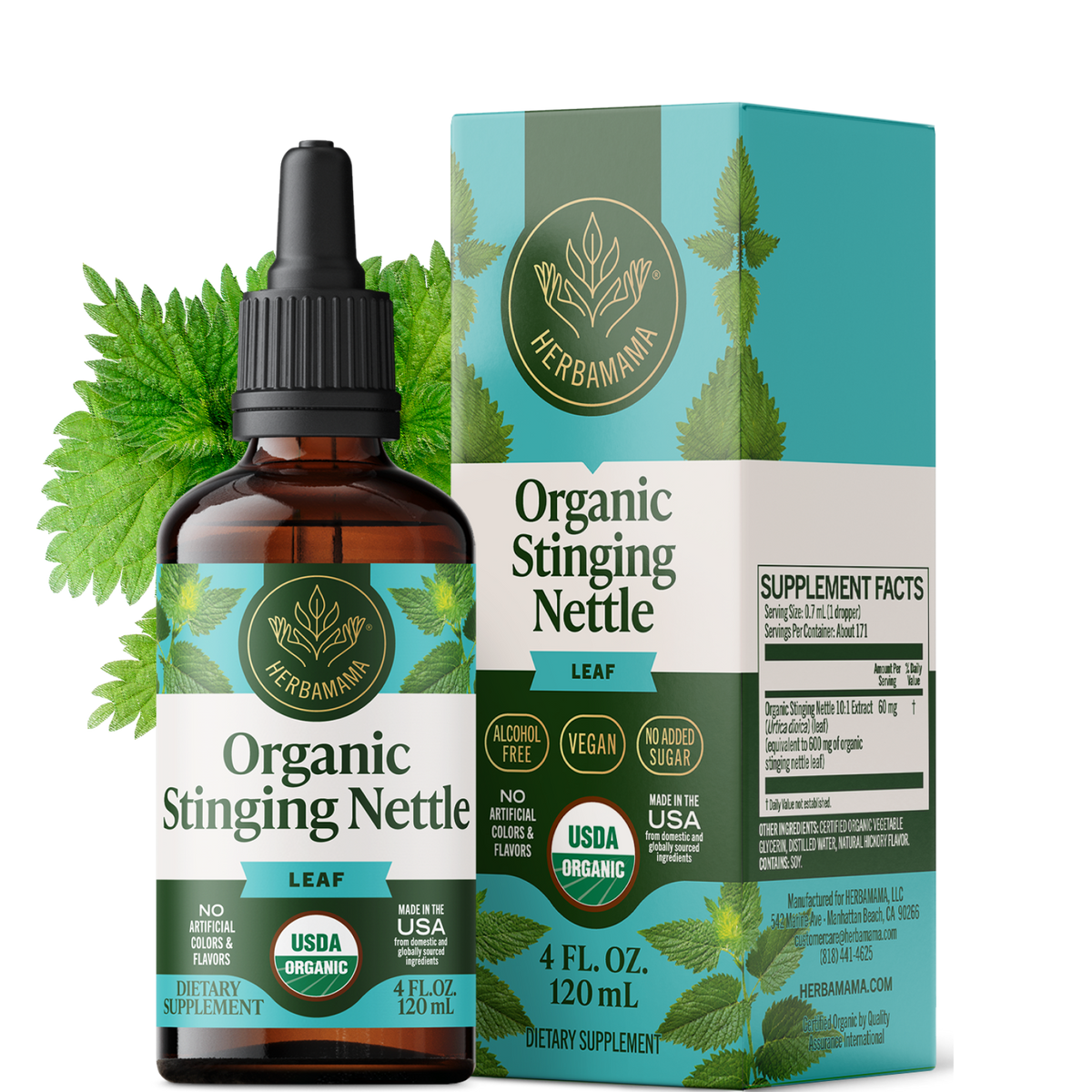 USDA Organic Stinging Nettle Leaf Drops - 4 Fl. Oz. Bottle