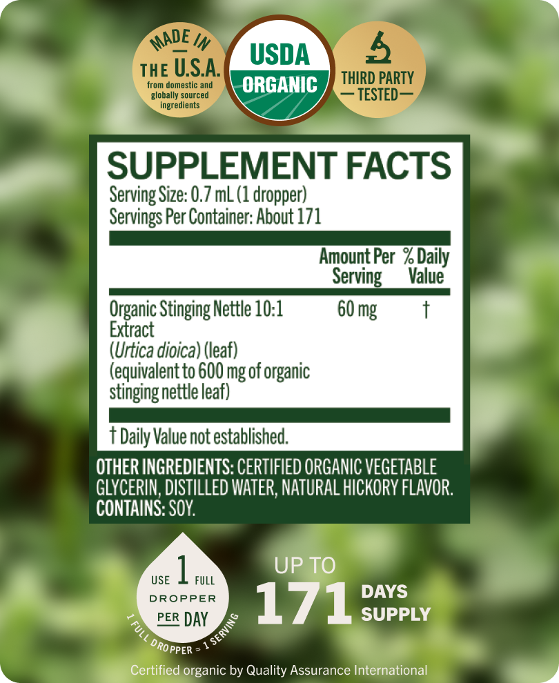 USDA Organic Stinging Nettle Leaf Drops - 4 Fl. Oz. Bottle