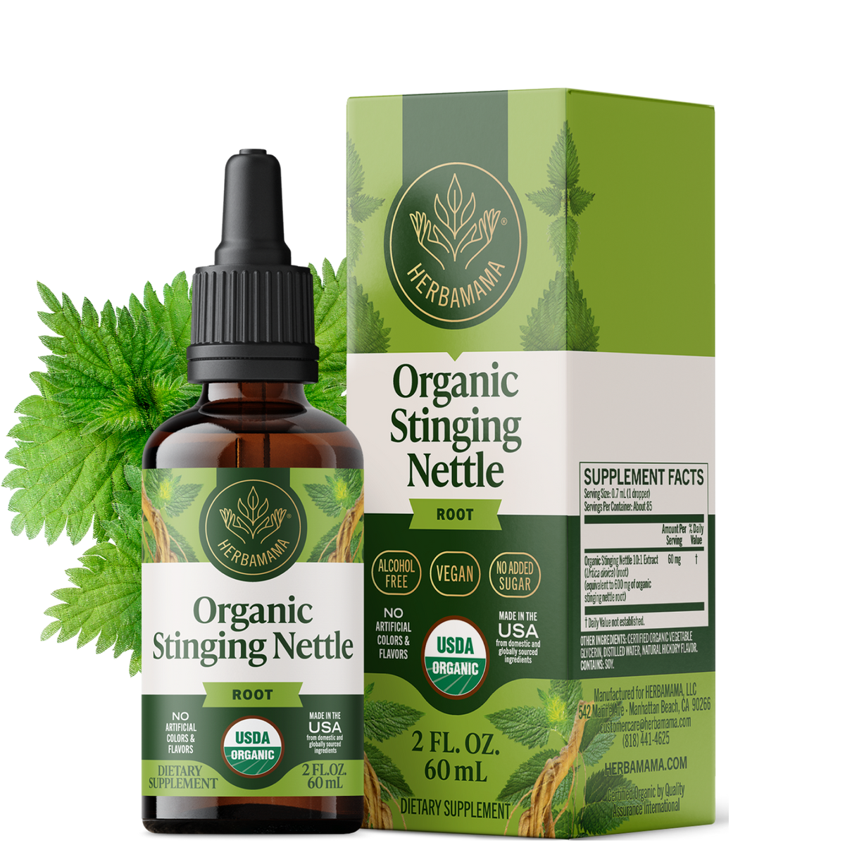 USDA Organic Stinging Nettle Root Drops - 2 Fl. Oz. Bottle