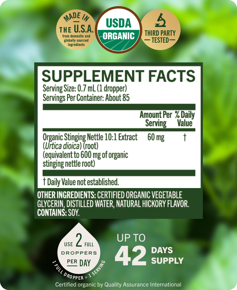 USDA Organic Stinging Nettle Root Drops - 2 Fl. Oz. Bottle