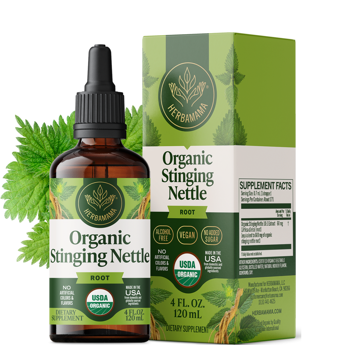USDA Organic Stinging Nettle Root Drops - 4 Fl. Oz. Bottle