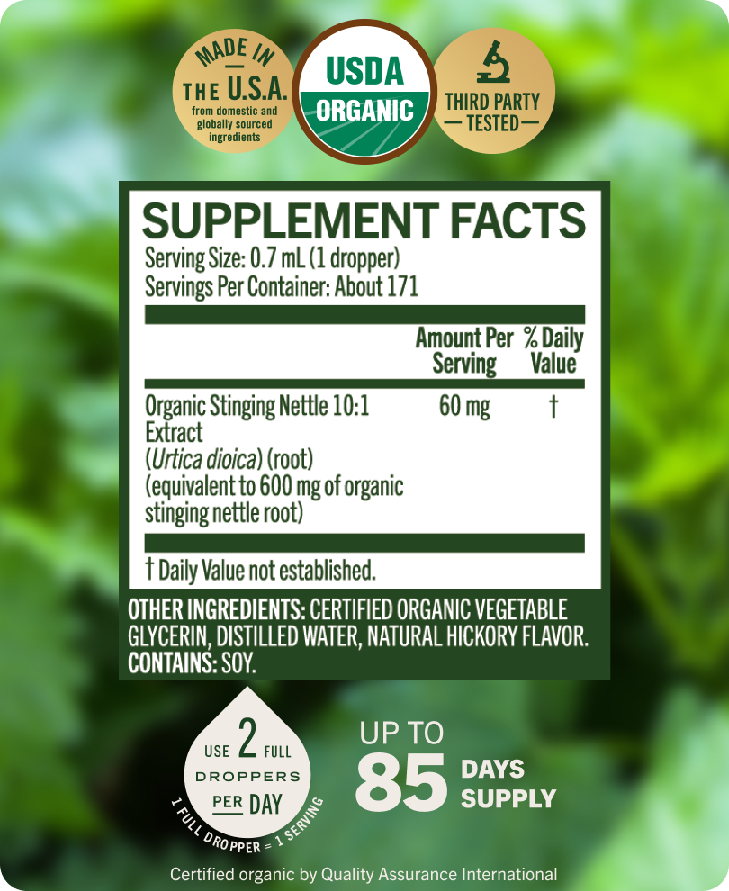 USDA Organic Stinging Nettle Root Drops - 4 Fl. Oz. Bottle