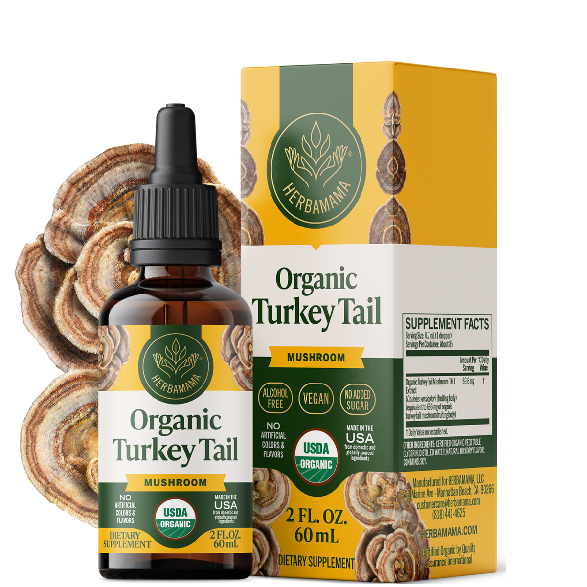 USDA Organic Turkey Tail Mushroom Drops - 2 Fl. Oz. Bottle