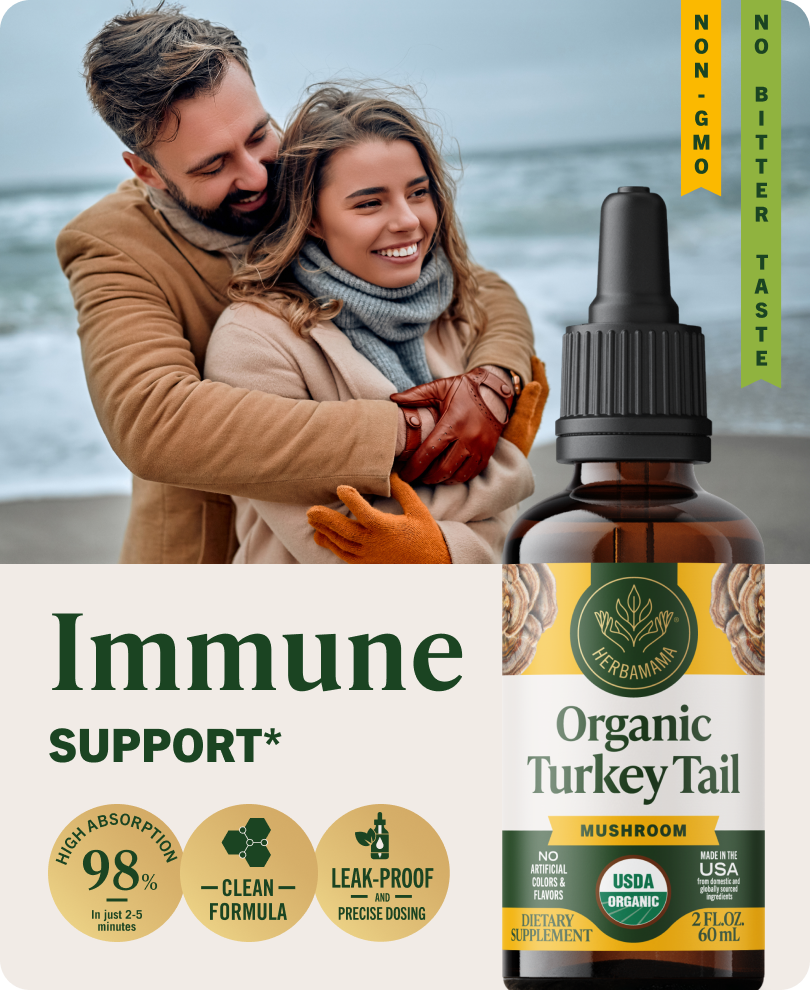 USDA Organic Turkey Tail Mushroom Drops - 2 Fl. Oz. Bottle