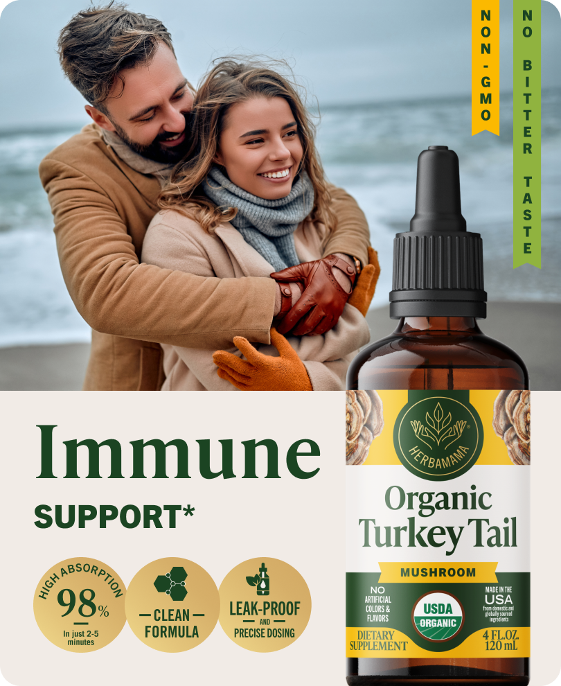 USDA Organic Turkey Tail Mushroom Drops - 4 Fl. Oz. Bottle