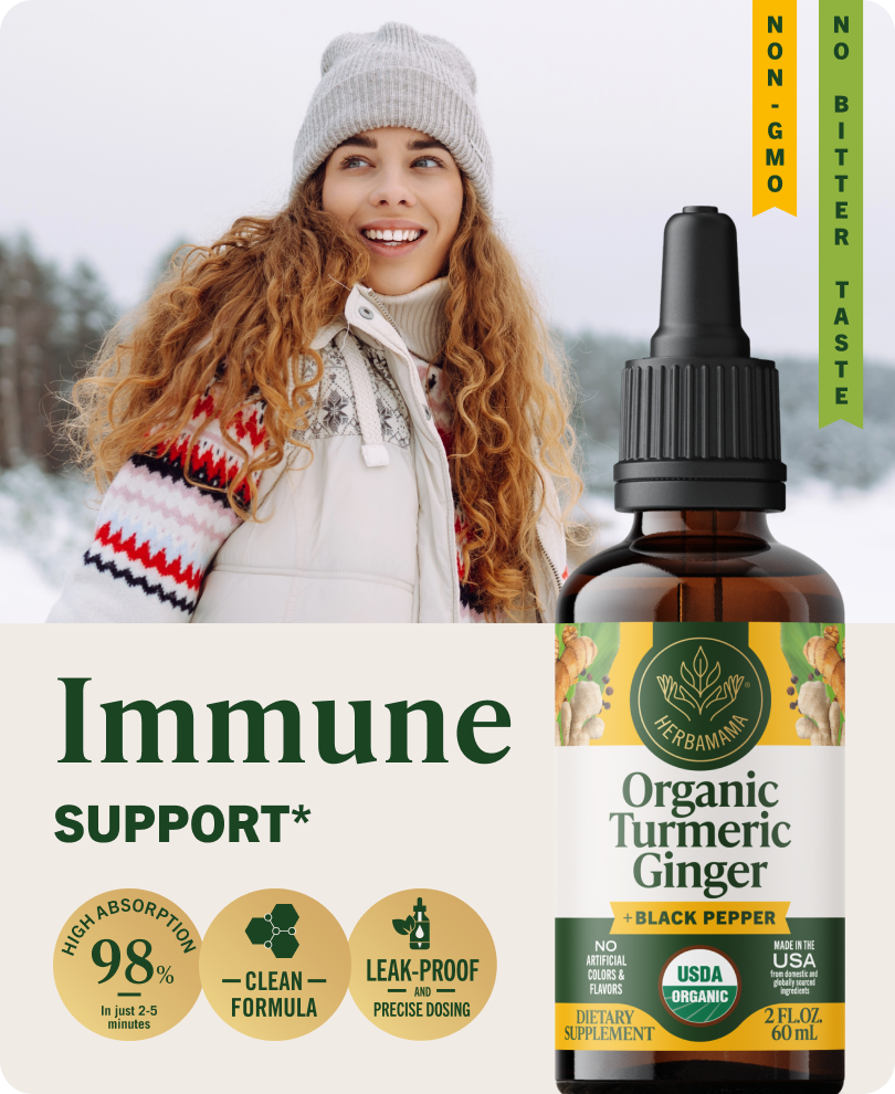 USDA Organic Turmeric & Ginger +Black Pepper Drops - 2 Fl. Oz. Bottle