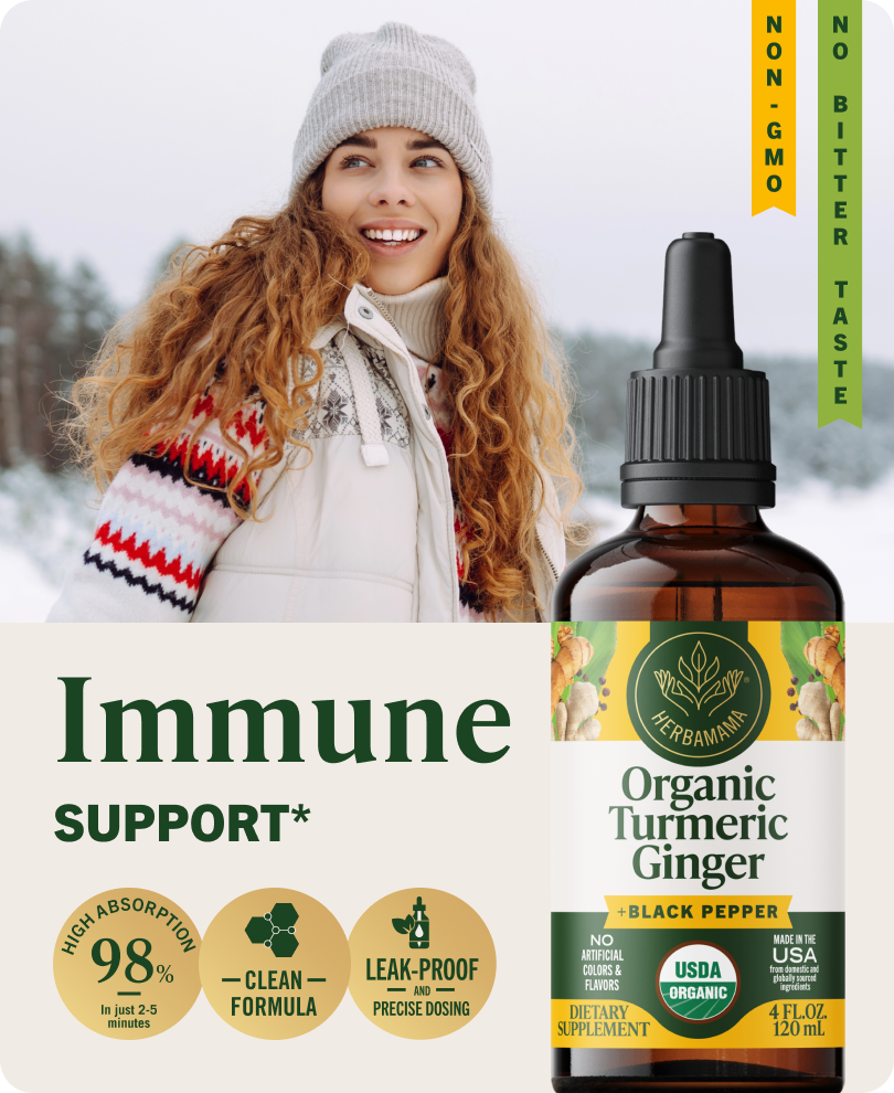 USDA Organic Turmeric & Ginger +Black Pepper Drops - 4 Fl. Oz. Bottle