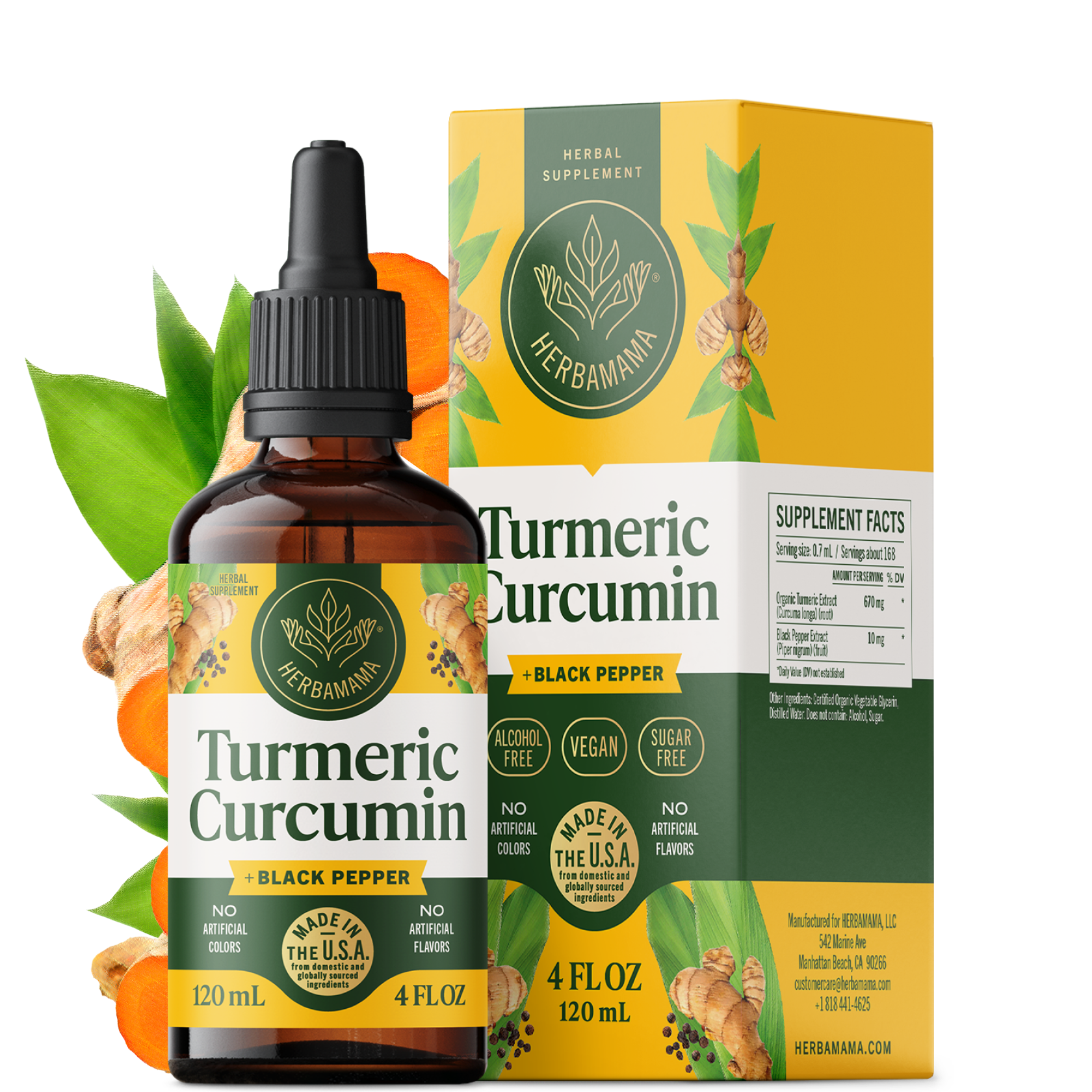 Turmeric Curcumin with Black Pepper Drops - 4 Fl. Oz. Bottle – Herbamama