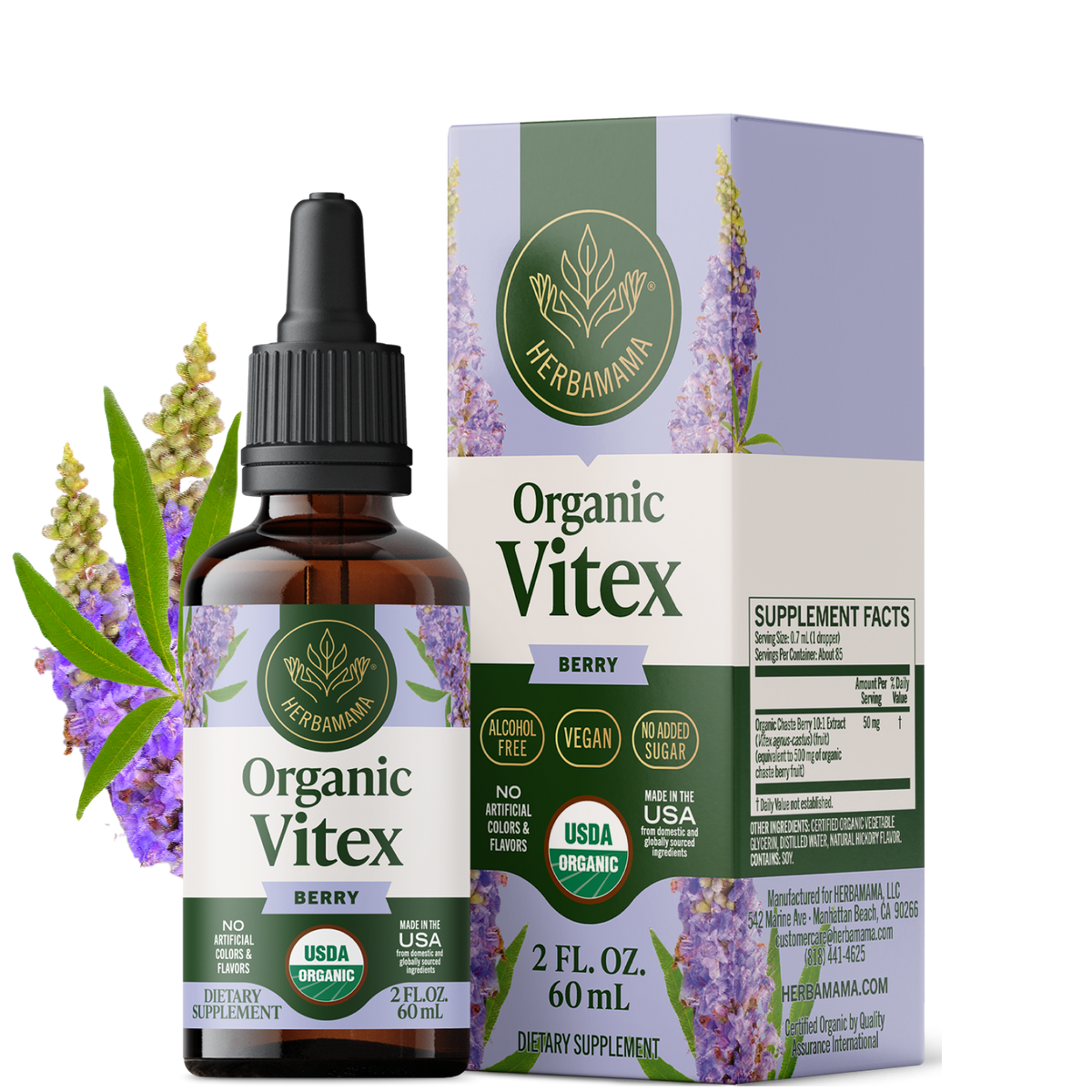 USDA Organic Vitex Berry Drops - 2 Fl. Oz. Bottle