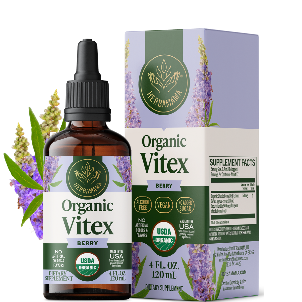 USDA Organic Vitex Berry Drops - 4 Fl. Oz. Bottle