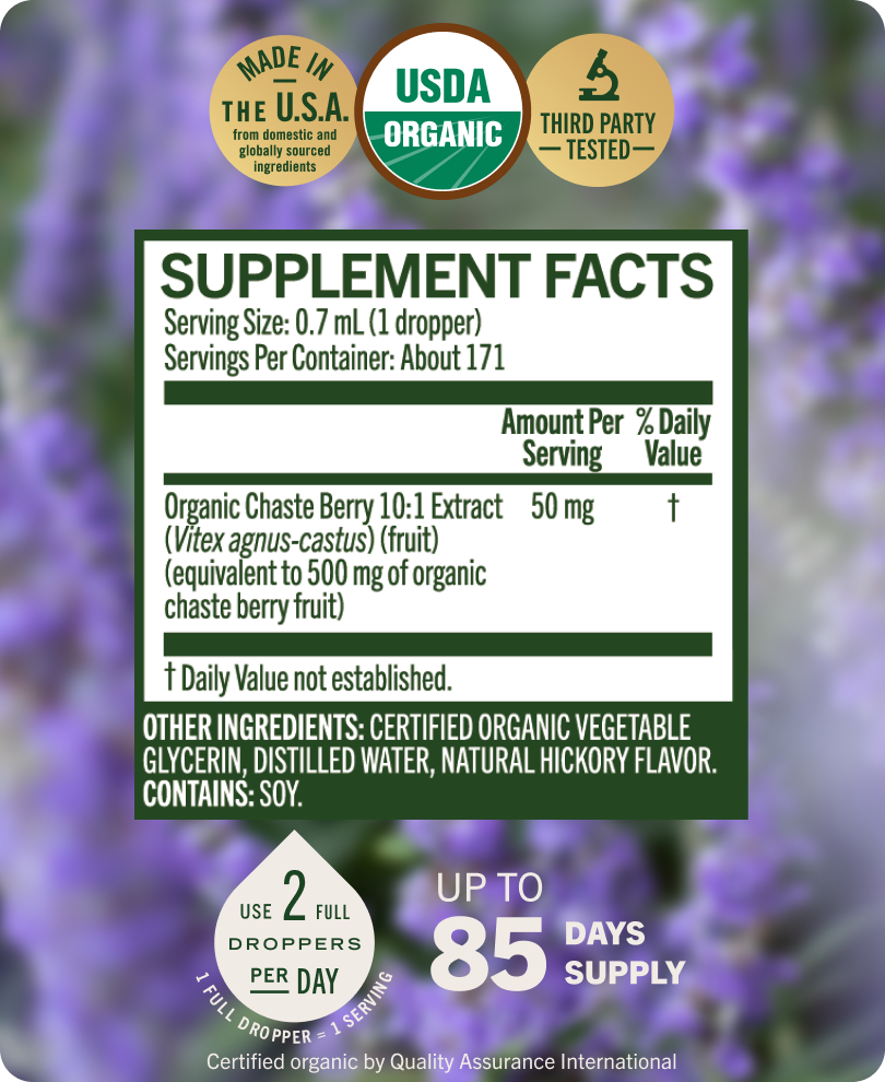 USDA Organic Vitex Berry Drops - 4 Fl. Oz. Bottle