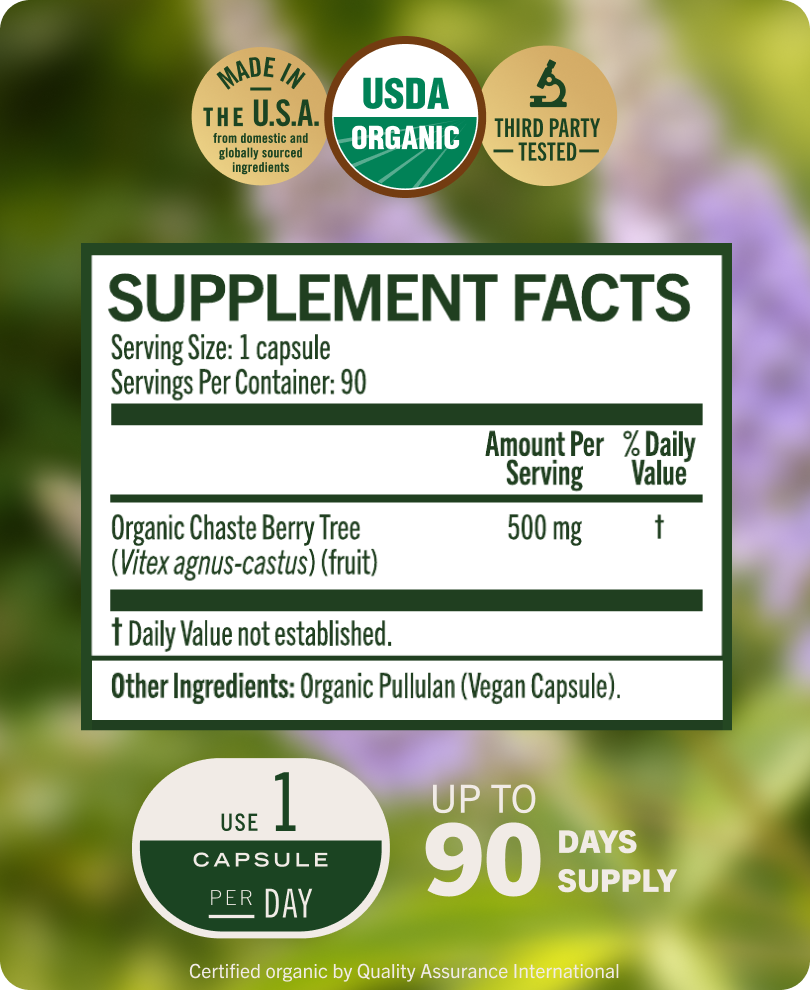 USDA Organic Vitex Berry Capsules - 90 CT