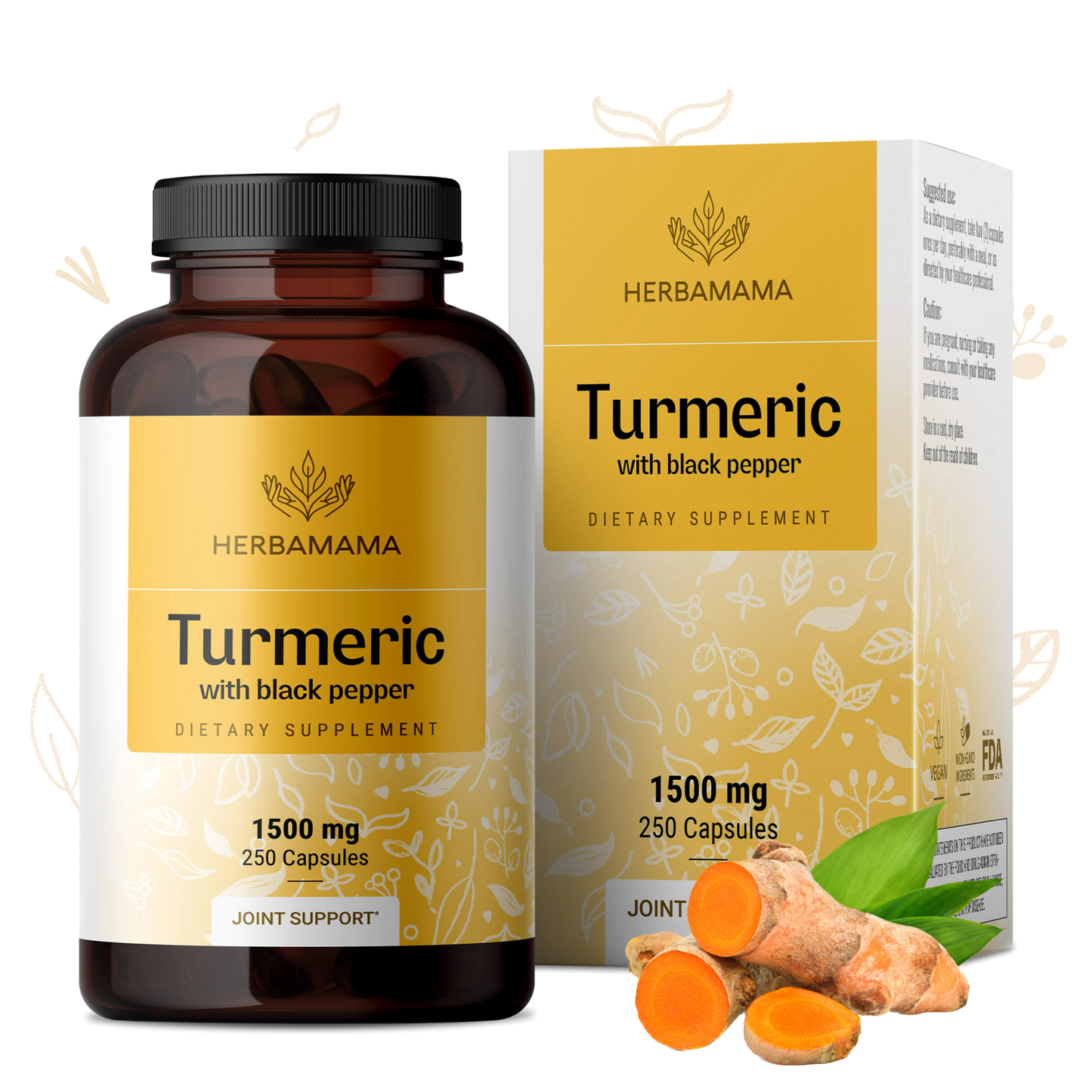 Turmeric with Black Pepper Supplement - 250 Capsules
