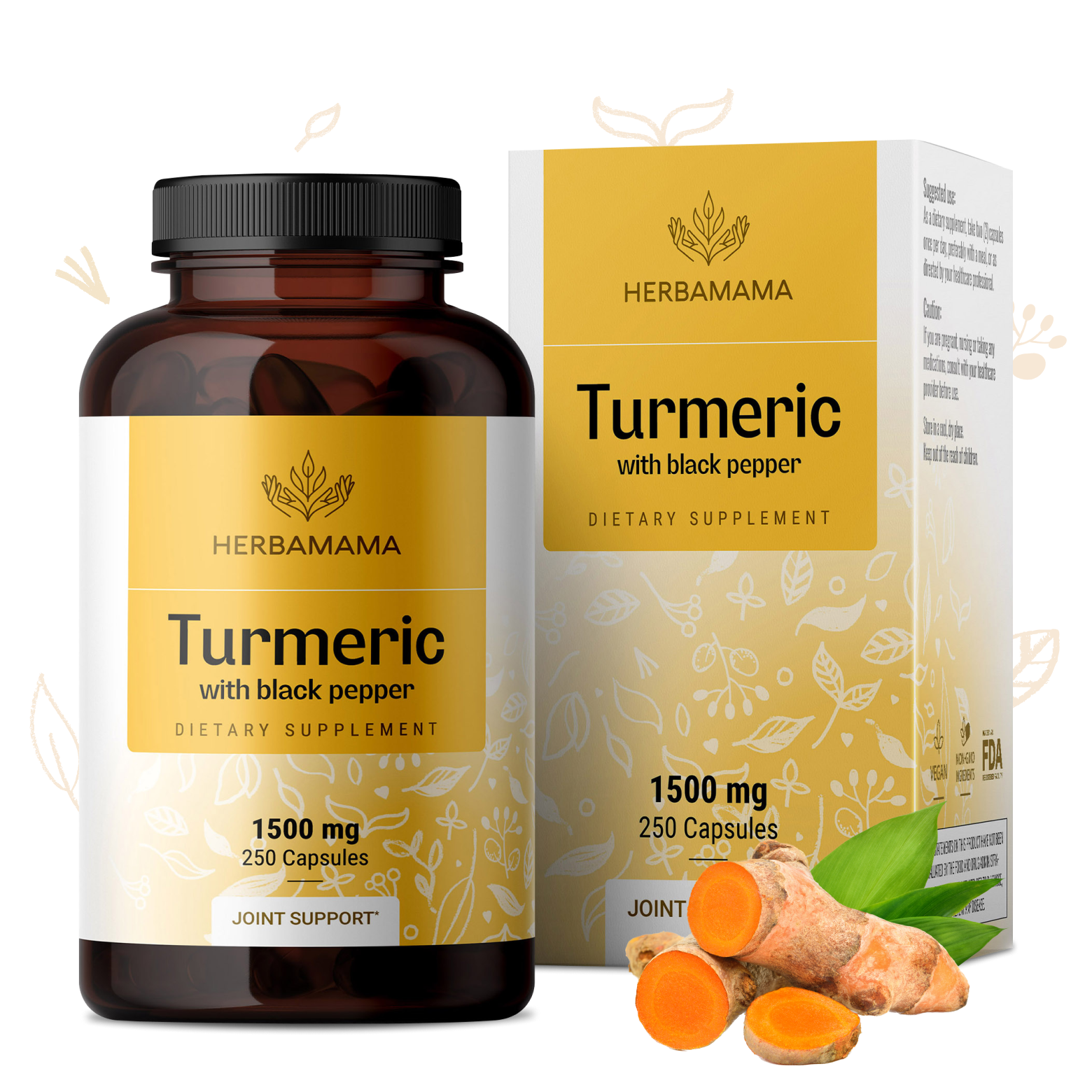 Turmeric with Black Pepper Supplement - 250 Capsules