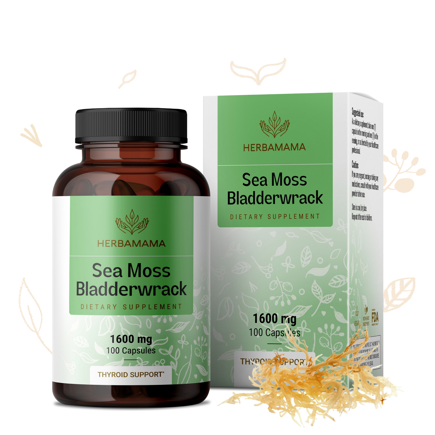 Sea Moss & Bladderwrack Supplement - 100 Capsules