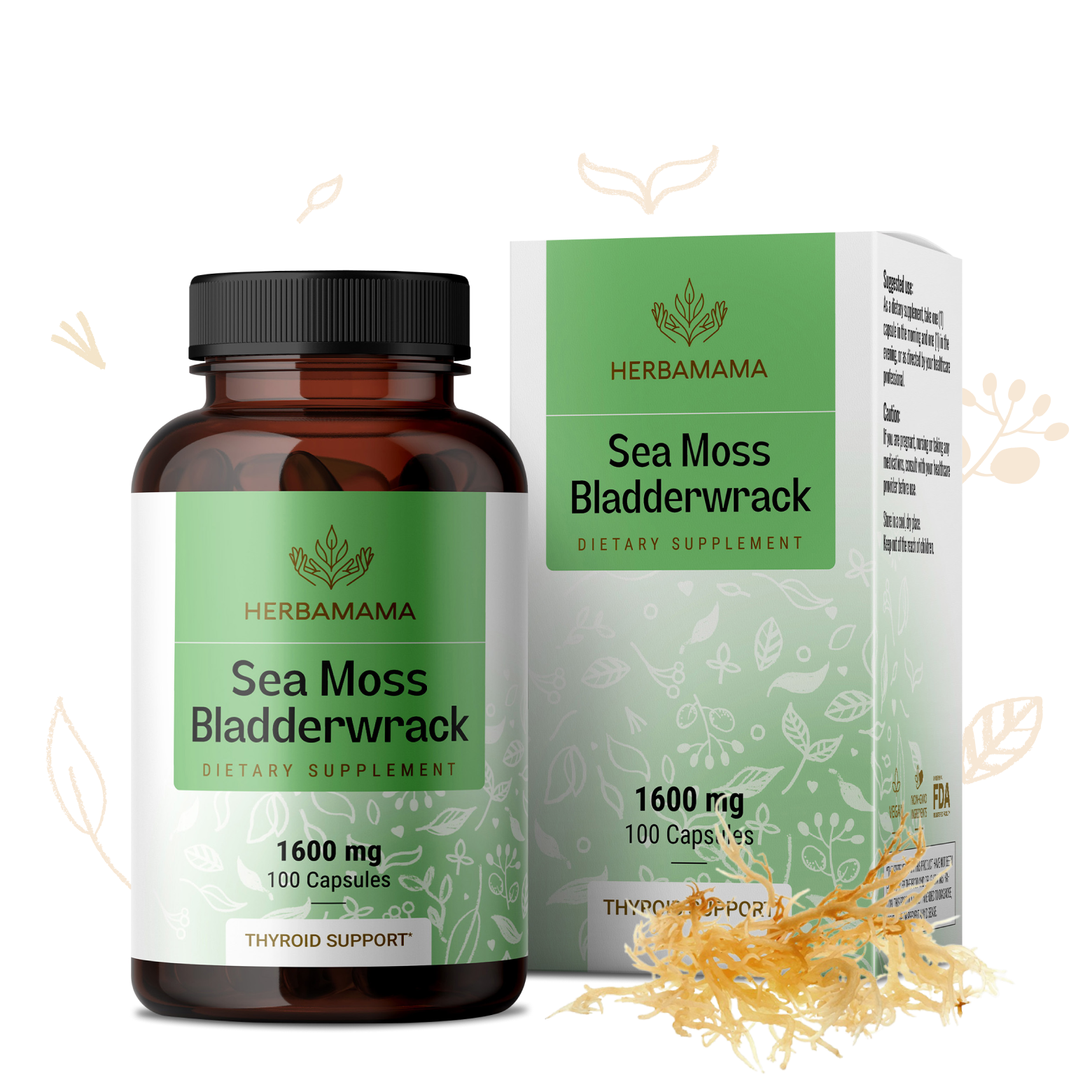 Sea Moss & Bladderwrack Supplement - 100 Capsules