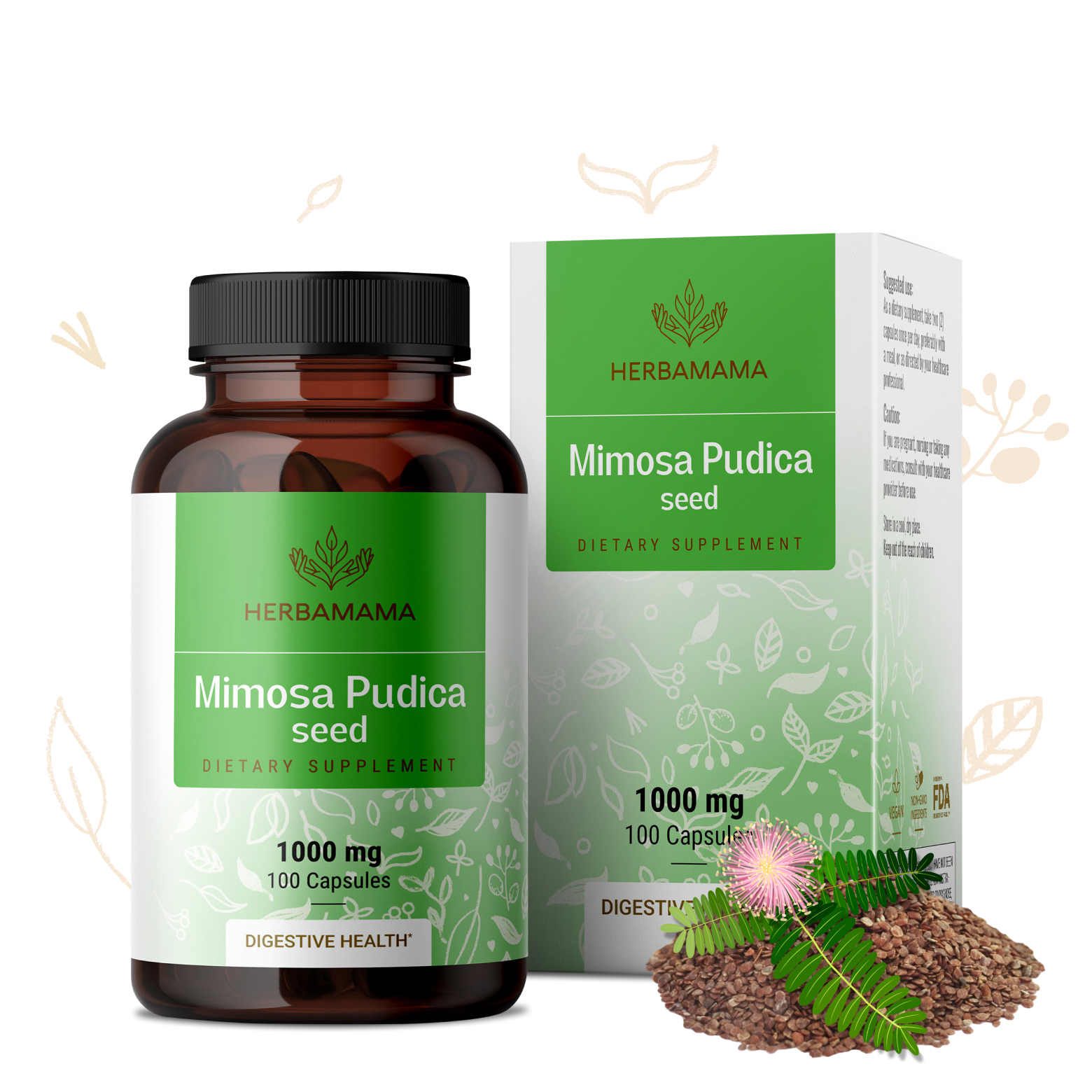 Mimosa Pudica Seed Supplement - 100 Capsules