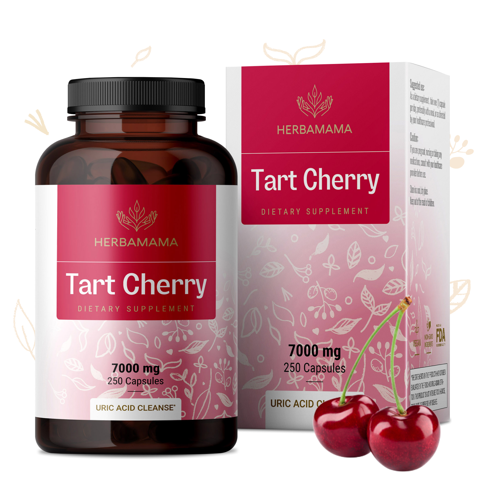Tart Cherry Extract Supplement - 250 Capsules