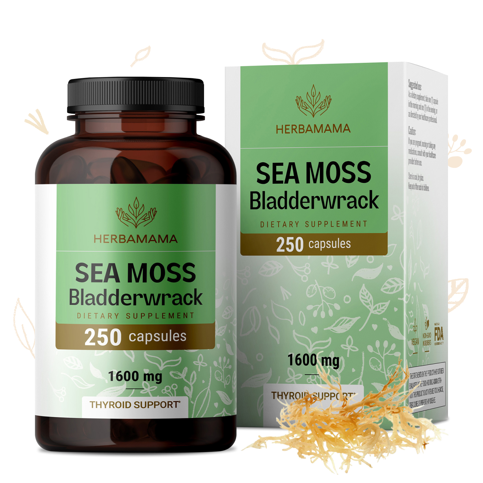 Sea Moss & Bladderwrack Supplement - 250 Capsules